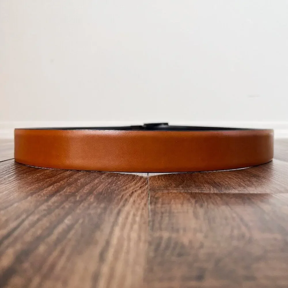 Leather Belt Reversible Pebbled Black Brown Handcrafted in Italy Mens Size 40